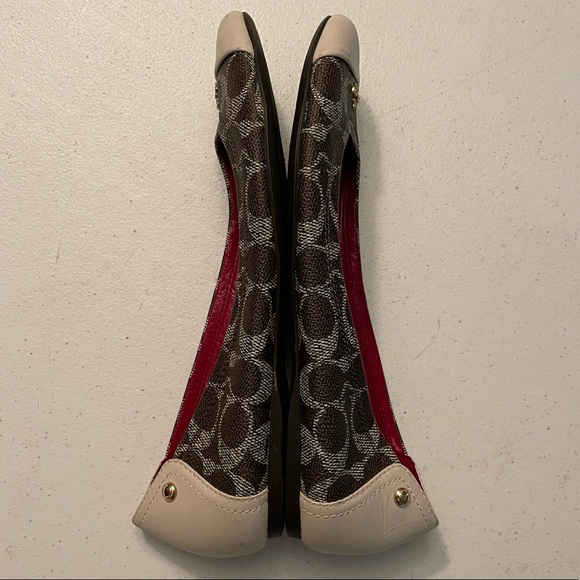 Coach Chelsea Signature Flats Black-Brown/Chalk Size 9 Leather Red - Picture 5 of 10